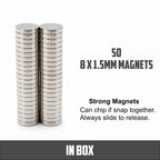 8 mm x 1.5 mm Round Disk Neodymium Magnets